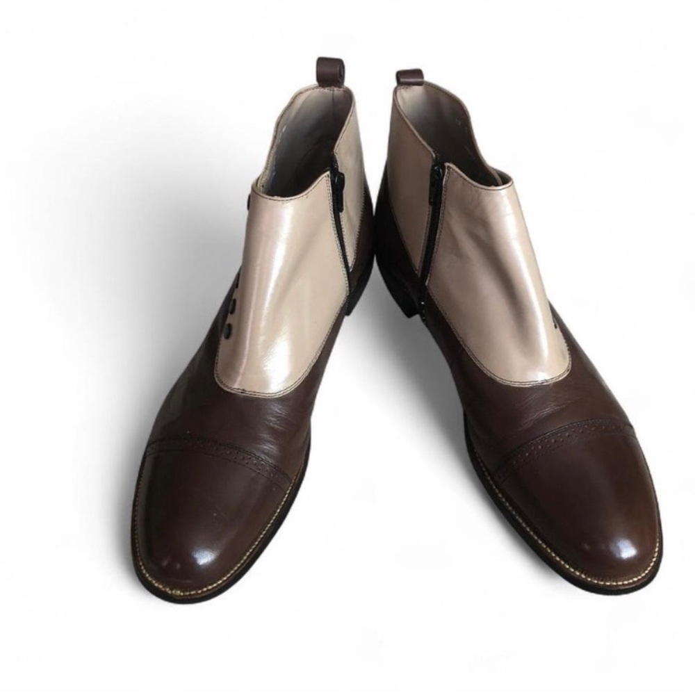 Stacy Adams Brown and Cream Leather Chelsea Boots - Picture 2 of 13